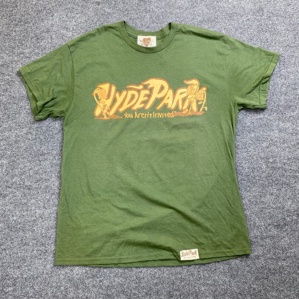 Hyde Park T-Shirt Men's Large YOU AREN'T INVITED Streetwear Y2K 00s Green